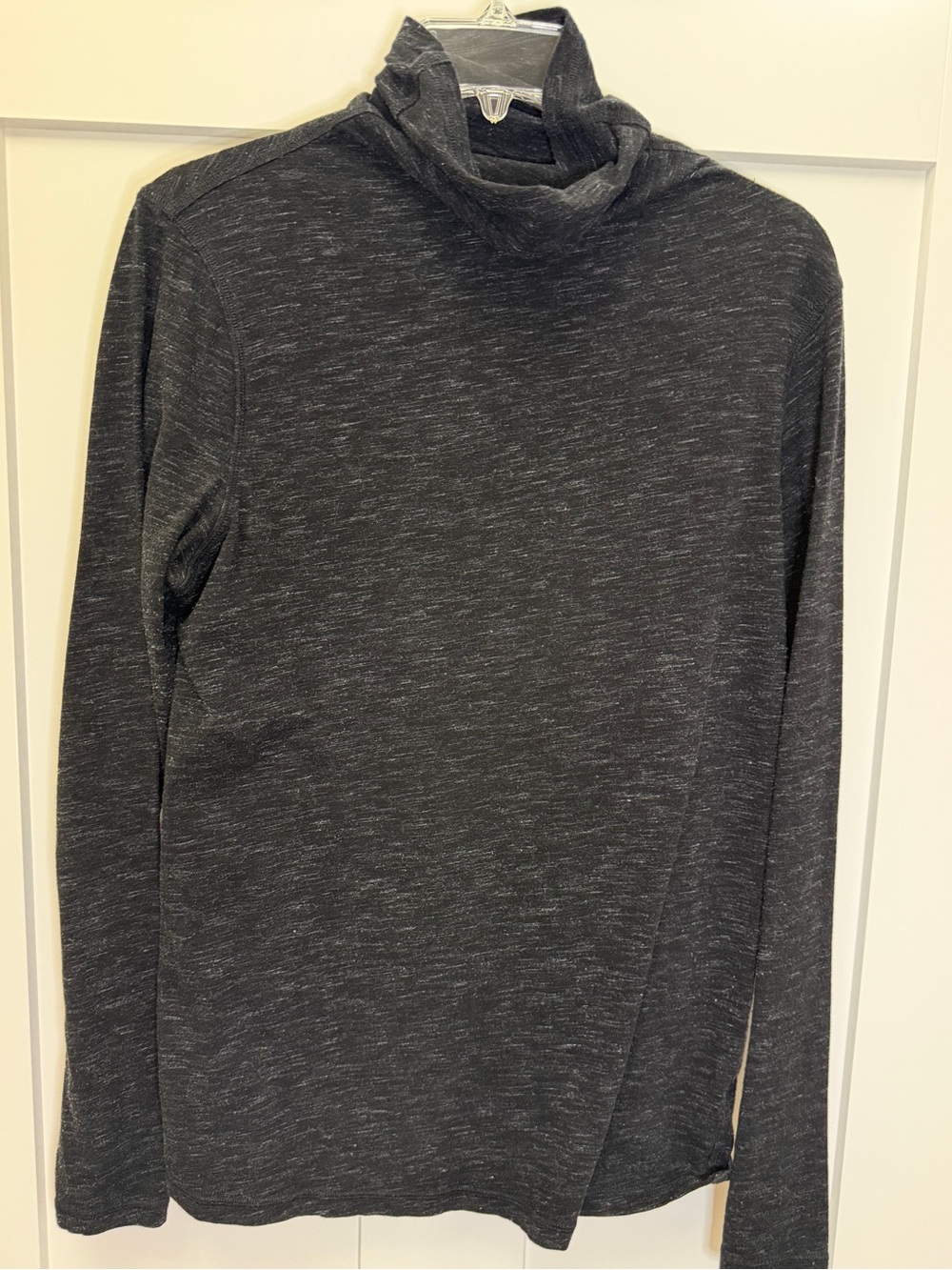 CAbi ladies Dark Gray/Black Heathered Turtleneck Sweater - Classic Long Sleeve